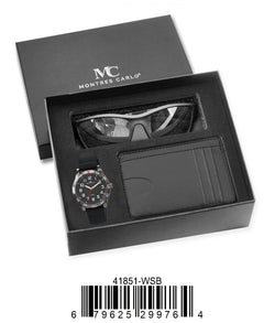 41851-WSB-Mens Watch, Card Clip, Polarized Sunglass in G-2028 Gift Box