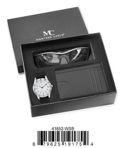 41852-WSB-Mens Watch, Card Clip, Polarized Sunglass in G-2028 Gift Box