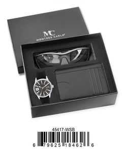 45417-WSB-Mens Watch, Card Clip, Polarized Sunglass in G-2028 Gift Box