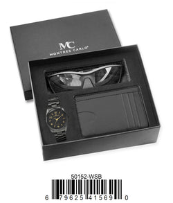 50152-WSB-Mens Watch, Card Clip, Polarized Sunglass in G-2028 Gift Box