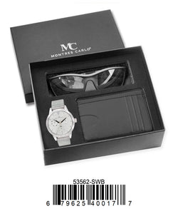 53562-WSB-Mens Watch, Card Clip, Polarized Sunglass in G-2028 Gift Box