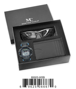 85503-WSB-Digital Watch, Card Clip, Polarized Sunglass in G-2028 Gift Box
