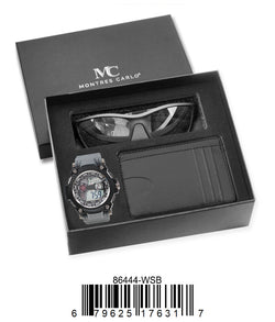 86444-WSB-Digital Watch, Card Clip, Polarized Sunglass in G-2028 Gift Box